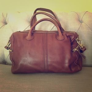 Brown Leather Fossil Barrel Purse